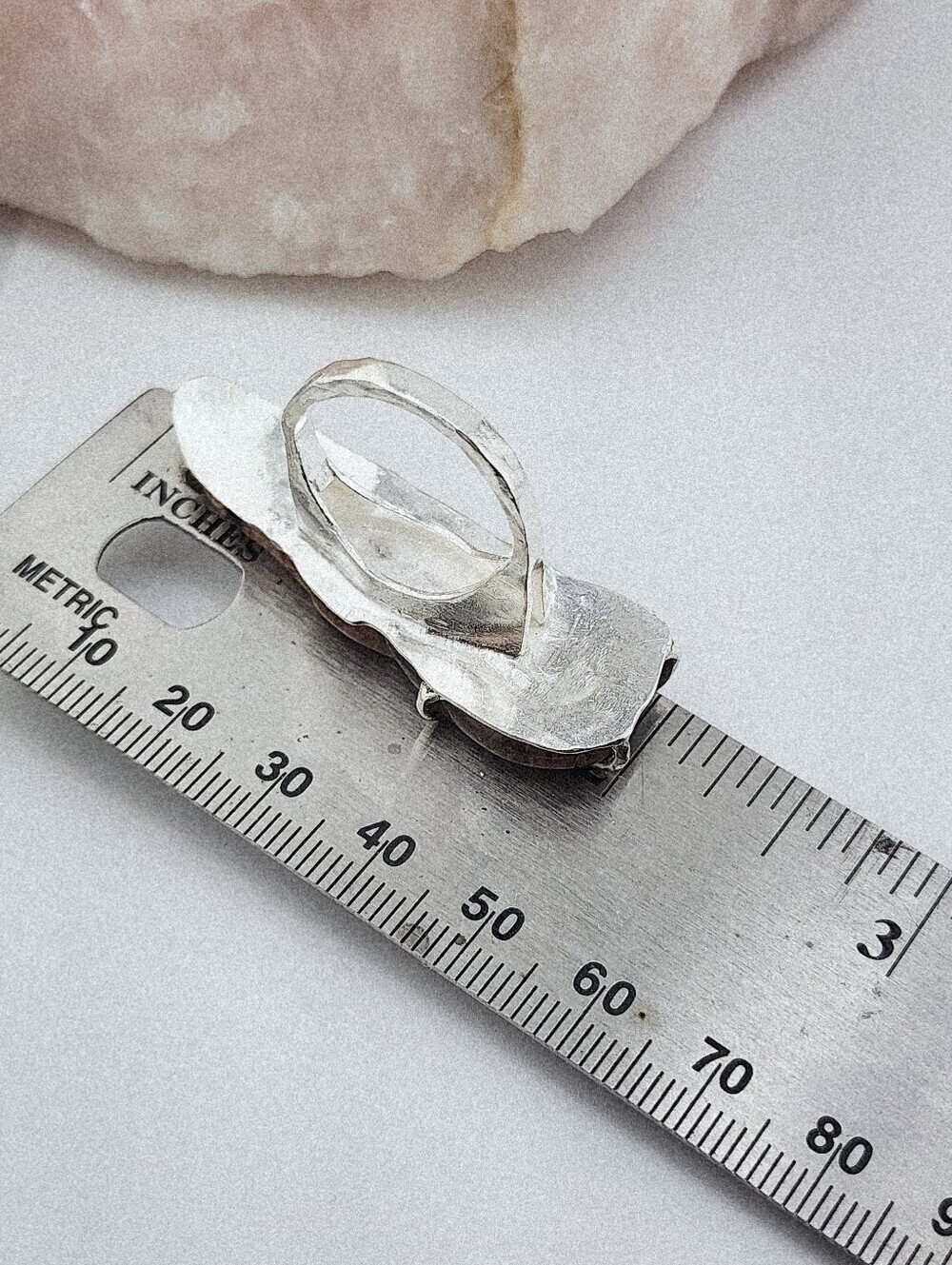 DENDRITIC GEMSTONE RING STATEMENT DESIGN HANDMADE RECYCLED STERLING SILVER 7.5 - Picture 15 of 16